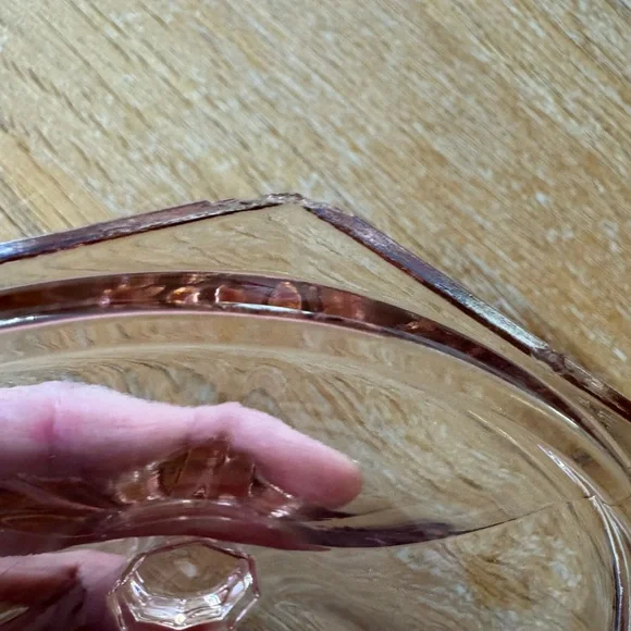 Vintage Pink Depression Glass Octagonal Covered Dish - Art Deco Candy Jar - Picture 6 of 7